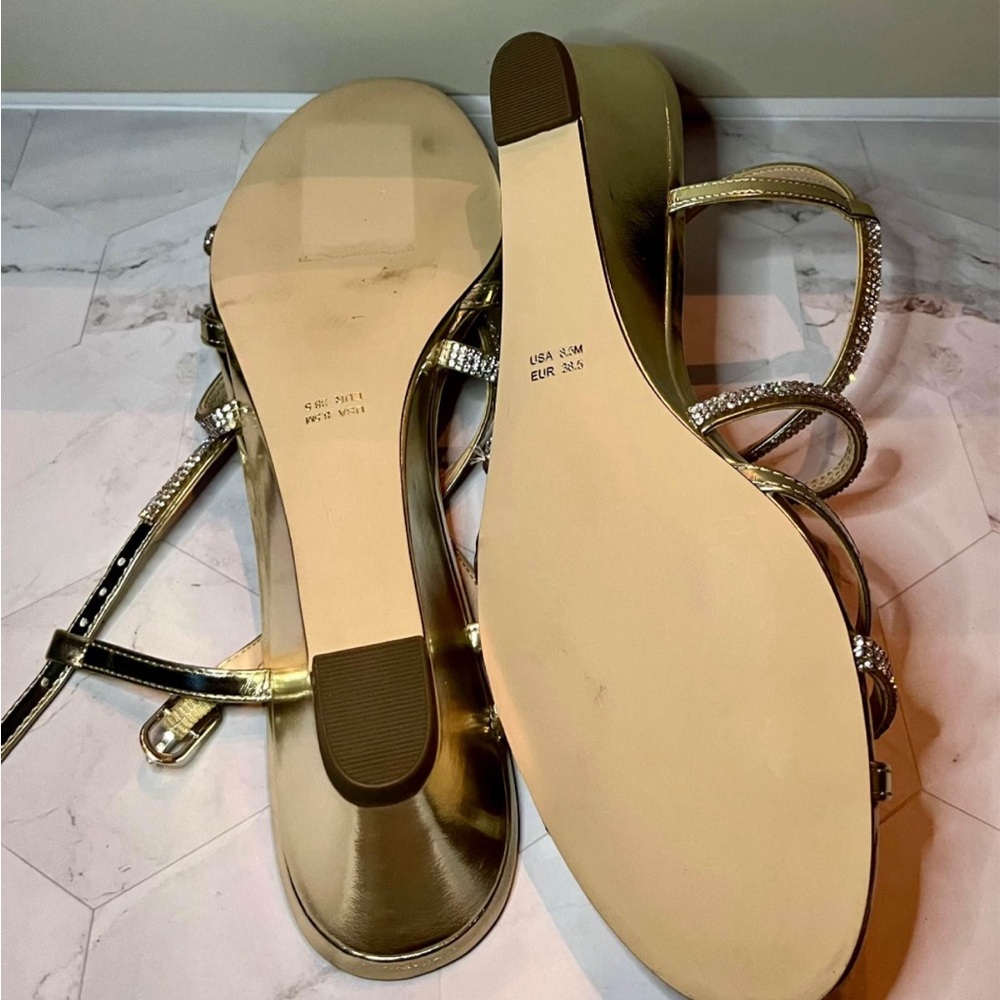 Gold Rhinestone Sandals - Picture 2 of 2